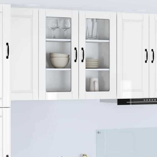 vidaXL Wall Glass Cabinet PORTO High Gloss White 80 x 31 x 80 cm