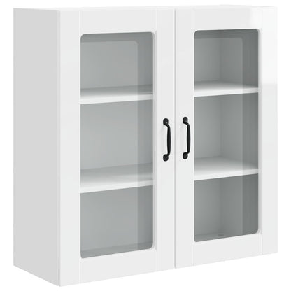 vidaXL Wall Glass Cabinet PORTO High Gloss White 80 x 31 x 80 cm