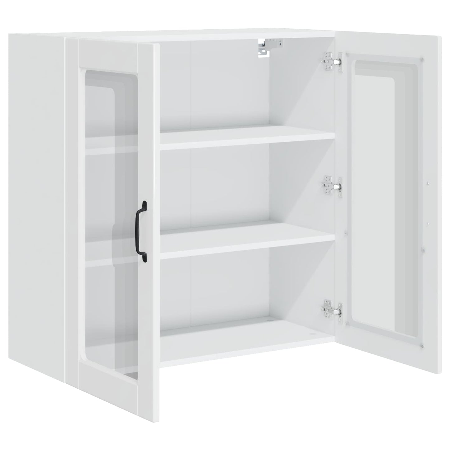 vidaXL Wall Glass Cabinet PORTO High Gloss White 80 x 31 x 80 cm