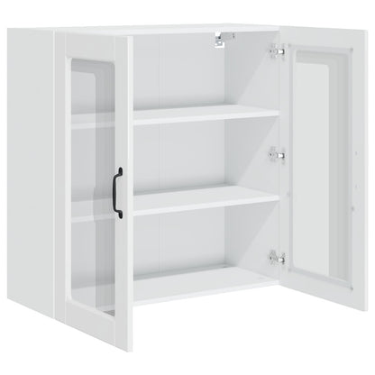 vidaXL Wall Glass Cabinet PORTO High Gloss White 80 x 31 x 80 cm