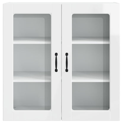 vidaXL Wall Glass Cabinet PORTO High Gloss White 80 x 31 x 80 cm