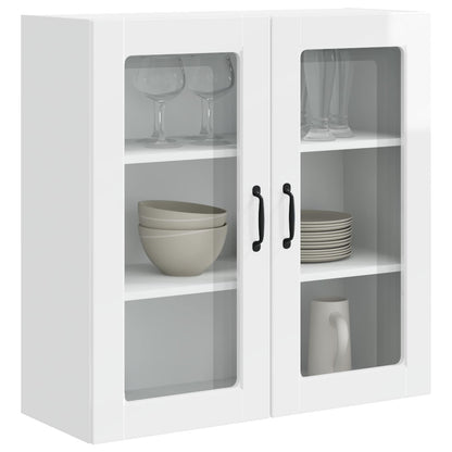 vidaXL Wall Glass Cabinet PORTO High Gloss White 80 x 31 x 80 cm