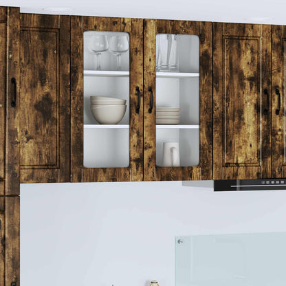vidaXL Wall Glass Cabinet PORTO Smoked Oak 80 x 31 x 80 cm