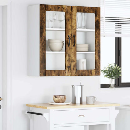 vidaXL Wall Glass Cabinet PORTO Smoked Oak 80 x 31 x 80 cm