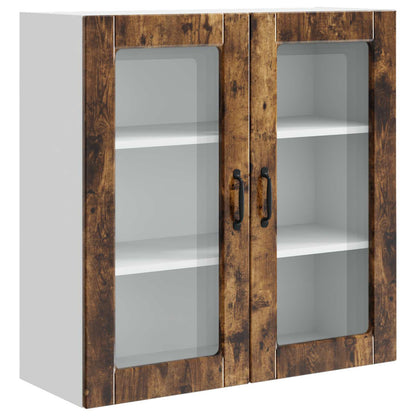 vidaXL Wall Glass Cabinet PORTO Smoked Oak 80 x 31 x 80 cm