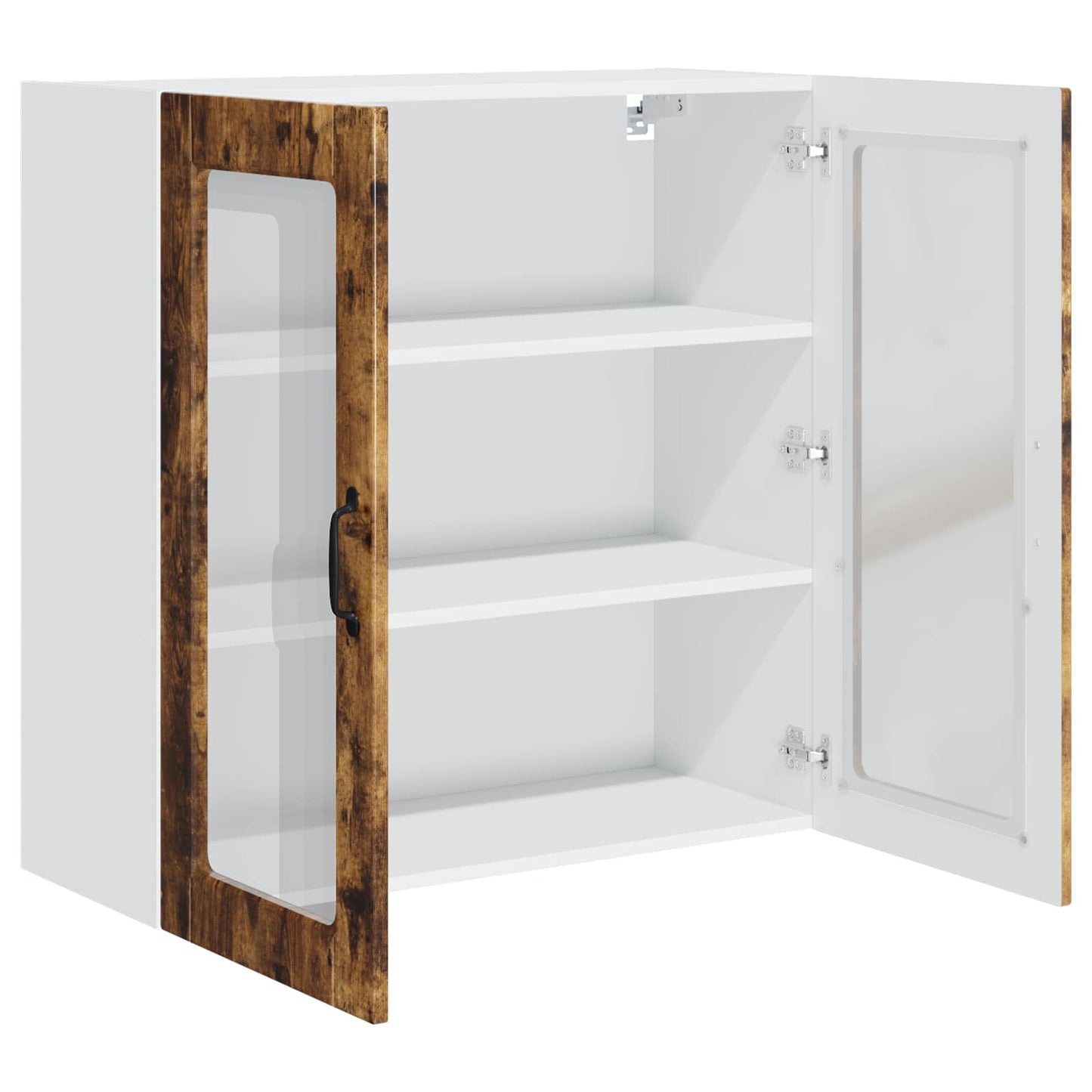 vidaXL Wall Glass Cabinet PORTO Smoked Oak 80 x 31 x 80 cm