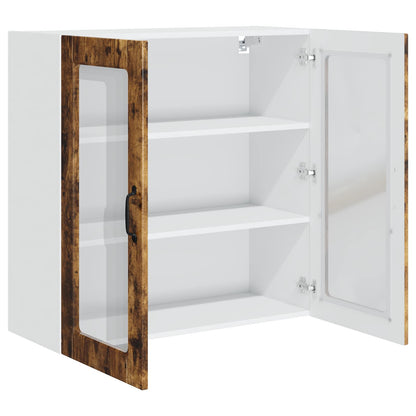 vidaXL Wall Glass Cabinet PORTO Smoked Oak 80 x 31 x 80 cm