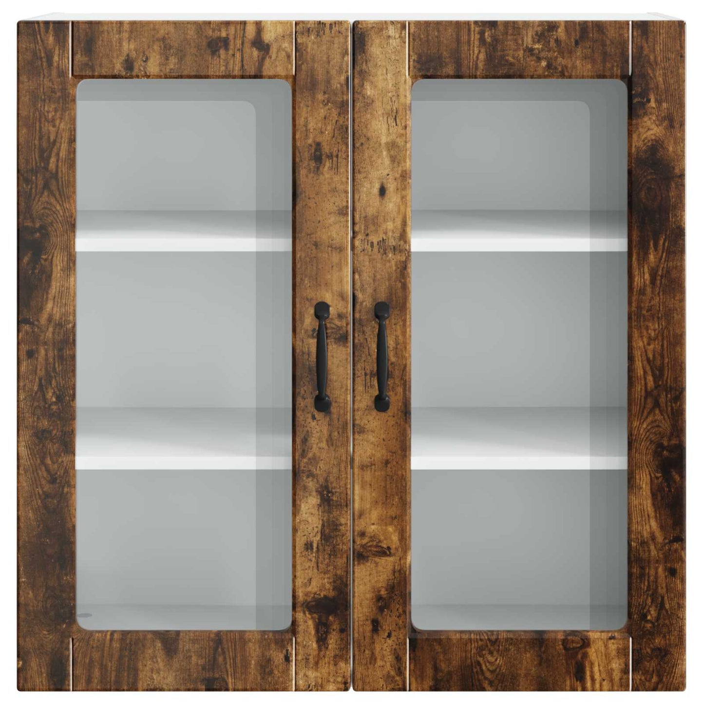 vidaXL Wall Glass Cabinet PORTO Smoked Oak 80 x 31 x 80 cm