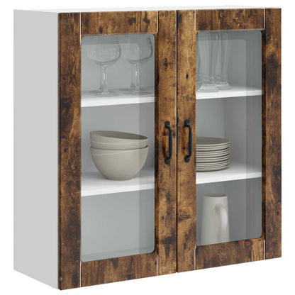 vidaXL Wall Glass Cabinet PORTO Smoked Oak 80 x 31 x 80 cm