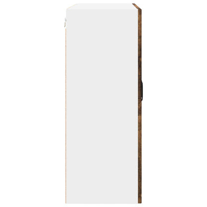vidaXL Wall Glass Cabinet PORTO Smoked Oak 80 x 31 x 80 cm