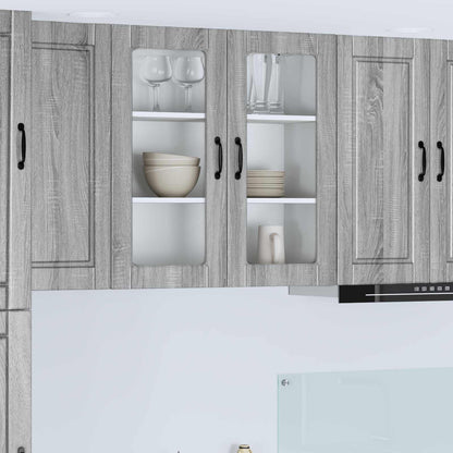 vidaXL Wall Glass Cabinet PORTO Grey Sonoma 80 x 31 x 80 cm