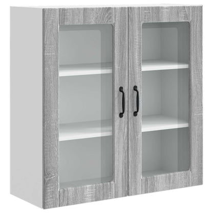 vidaXL Wall Glass Cabinet PORTO Grey Sonoma 80 x 31 x 80 cm