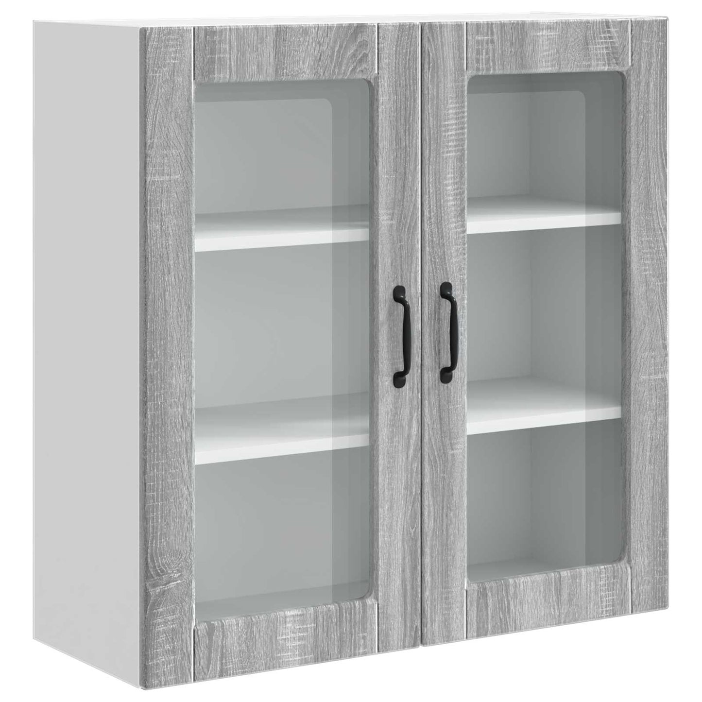 vidaXL Wall Glass Cabinet PORTO Grey Sonoma 80 x 31 x 80 cm