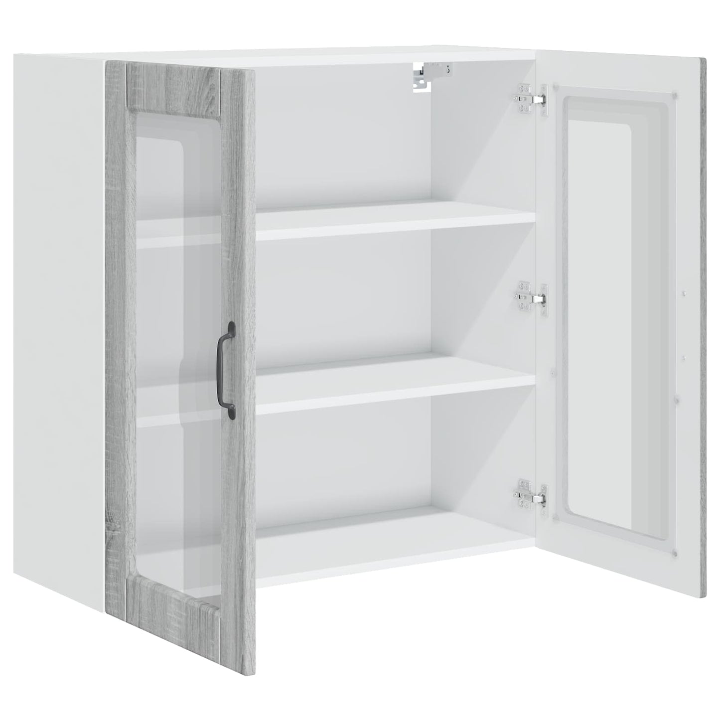 vidaXL Wall Glass Cabinet PORTO Grey Sonoma 80 x 31 x 80 cm