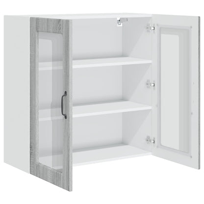 vidaXL Wall Glass Cabinet PORTO Grey Sonoma 80 x 31 x 80 cm