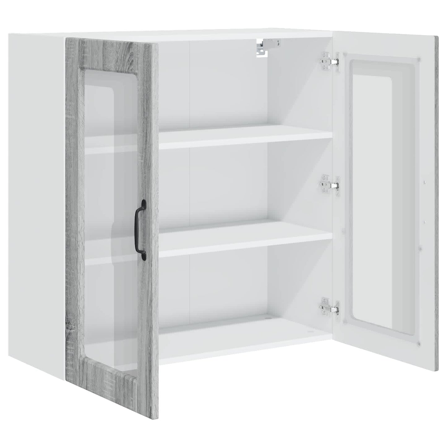 vidaXL Wall Glass Cabinet PORTO Grey Sonoma 80 x 31 x 80 cm