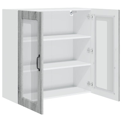 vidaXL Wall Glass Cabinet PORTO Grey Sonoma 80 x 31 x 80 cm