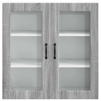 vidaXL Wall Glass Cabinet PORTO Grey Sonoma 80 x 31 x 80 cm