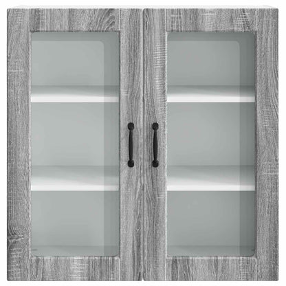 vidaXL Wall Glass Cabinet PORTO Grey Sonoma 80 x 31 x 80 cm