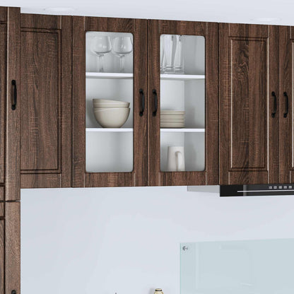 vidaXL Wall Glass Cabinet PORTO Brown Oak 80 x 31 x 80 cm