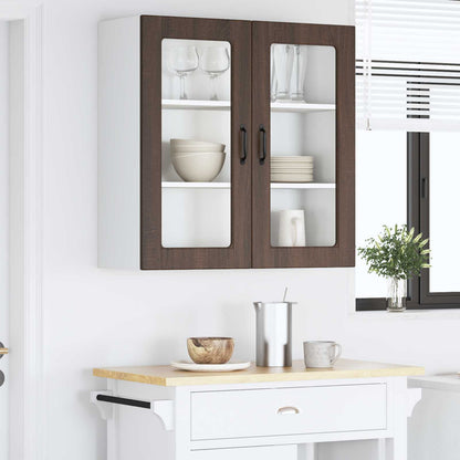 vidaXL Wall Glass Cabinet PORTO Brown Oak 80 x 31 x 80 cm
