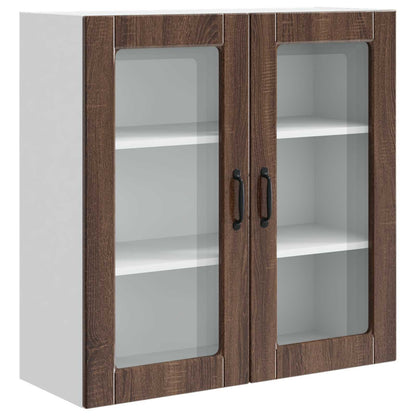 vidaXL Wall Glass Cabinet PORTO Brown Oak 80 x 31 x 80 cm