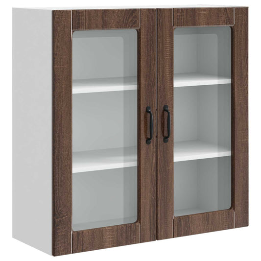 vidaXL Wall Glass Cabinet PORTO Brown Oak 80 x 31 x 80 cm