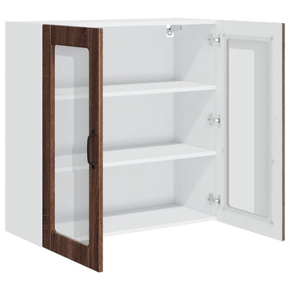 vidaXL Wall Glass Cabinet PORTO Brown Oak 80 x 31 x 80 cm