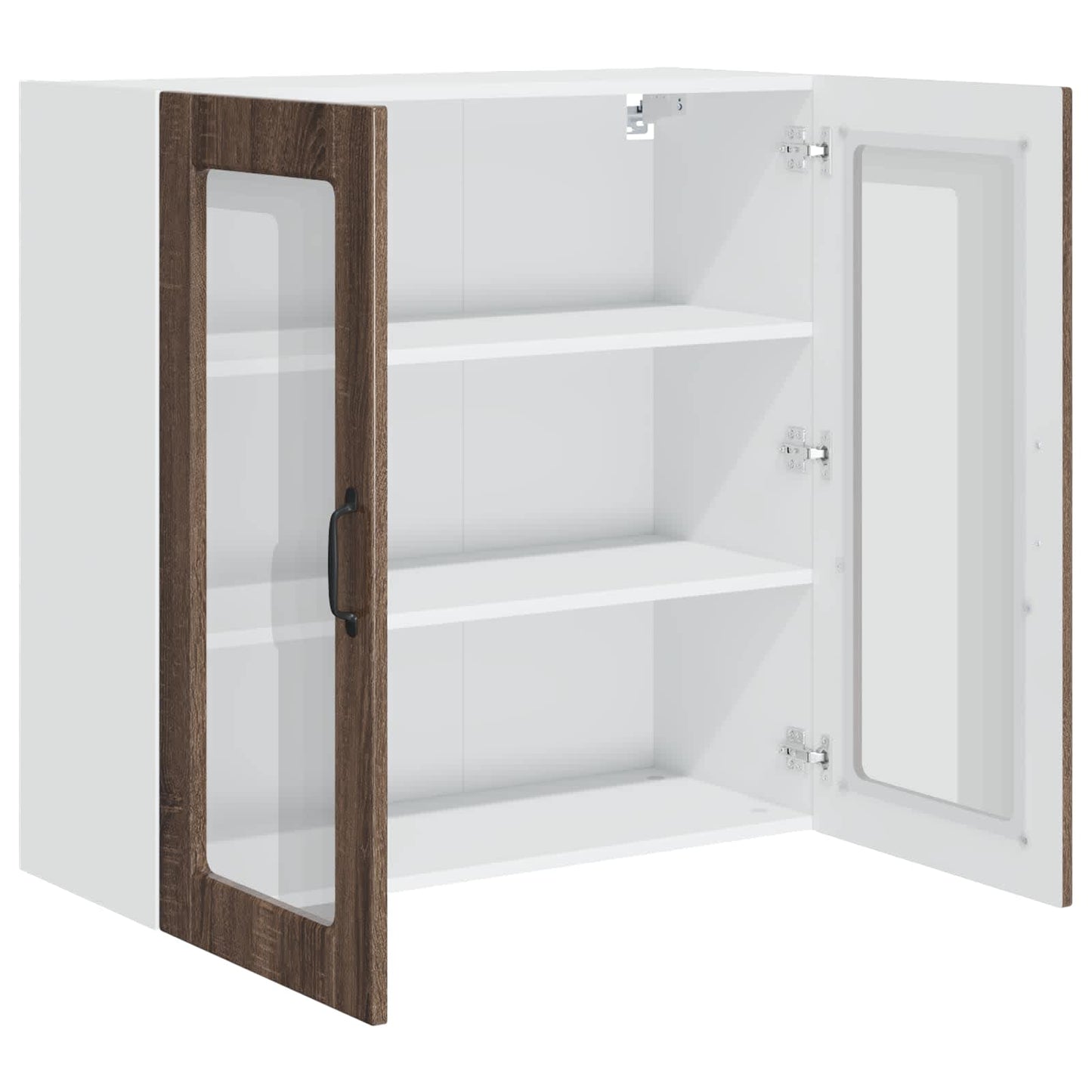 vidaXL Wall Glass Cabinet PORTO Brown Oak 80 x 31 x 80 cm