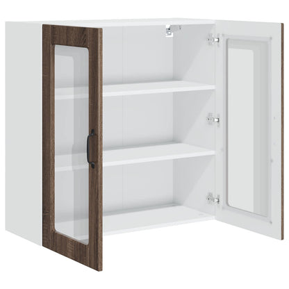 vidaXL Wall Glass Cabinet PORTO Brown Oak 80 x 31 x 80 cm