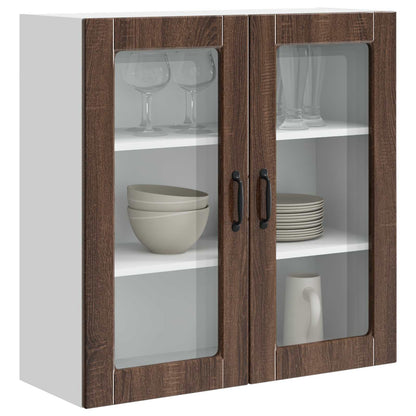 vidaXL Wall Glass Cabinet PORTO Brown Oak 80 x 31 x 80 cm