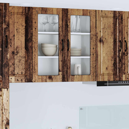 vidaXL Wall Glass Cabinet PORTO Old Wood 80 x 31 x 80 cm