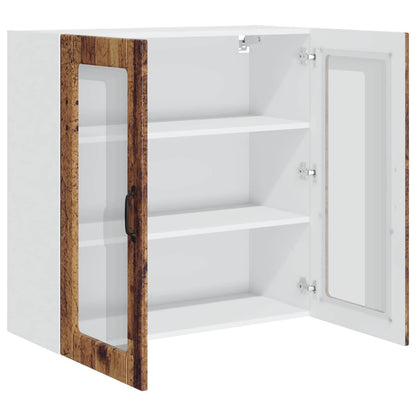 vidaXL Wall Glass Cabinet PORTO Old Wood 80 x 31 x 80 cm