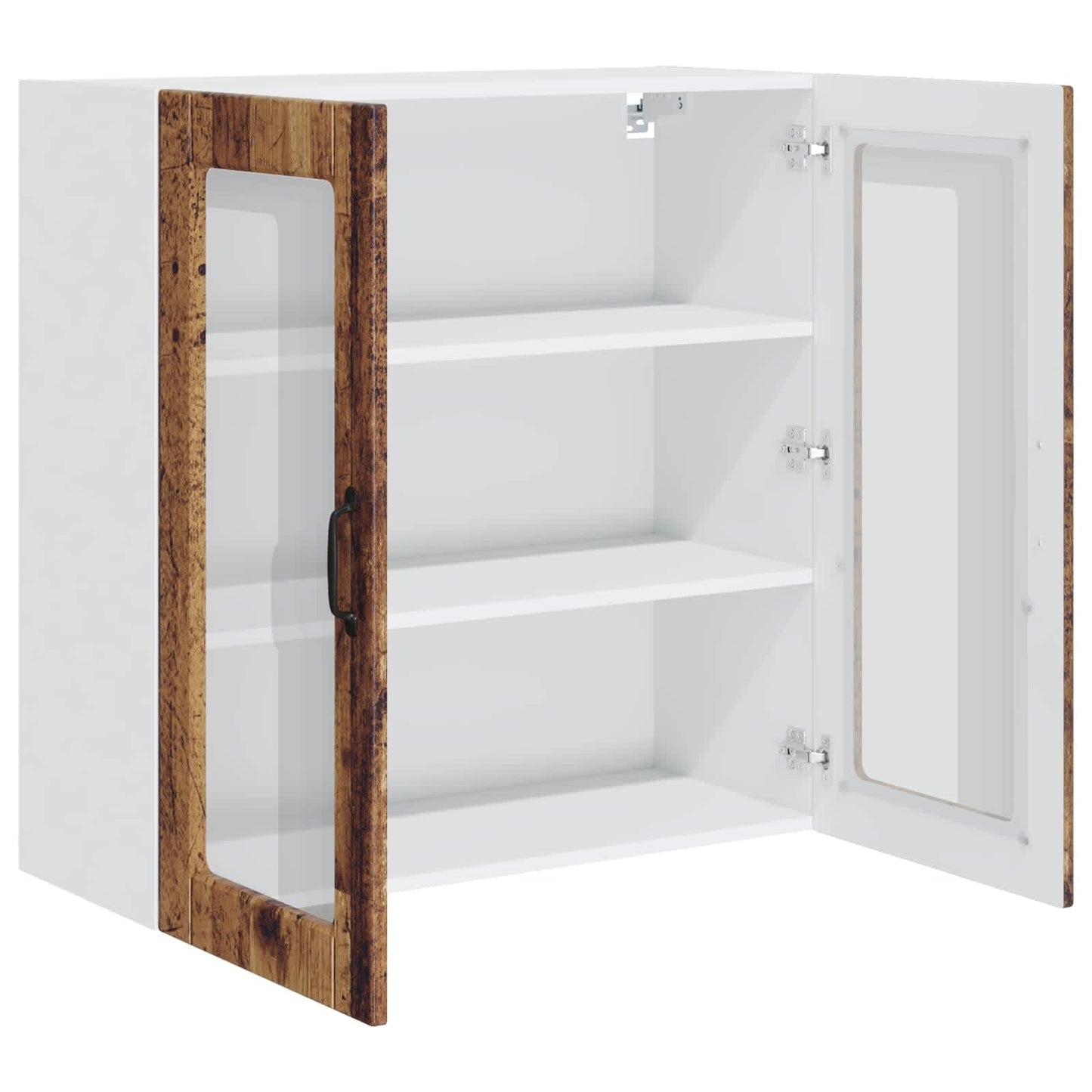 vidaXL Wall Glass Cabinet PORTO Old Wood 80 x 31 x 80 cm