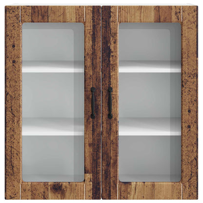 vidaXL Wall Glass Cabinet PORTO Old Wood 80 x 31 x 80 cm