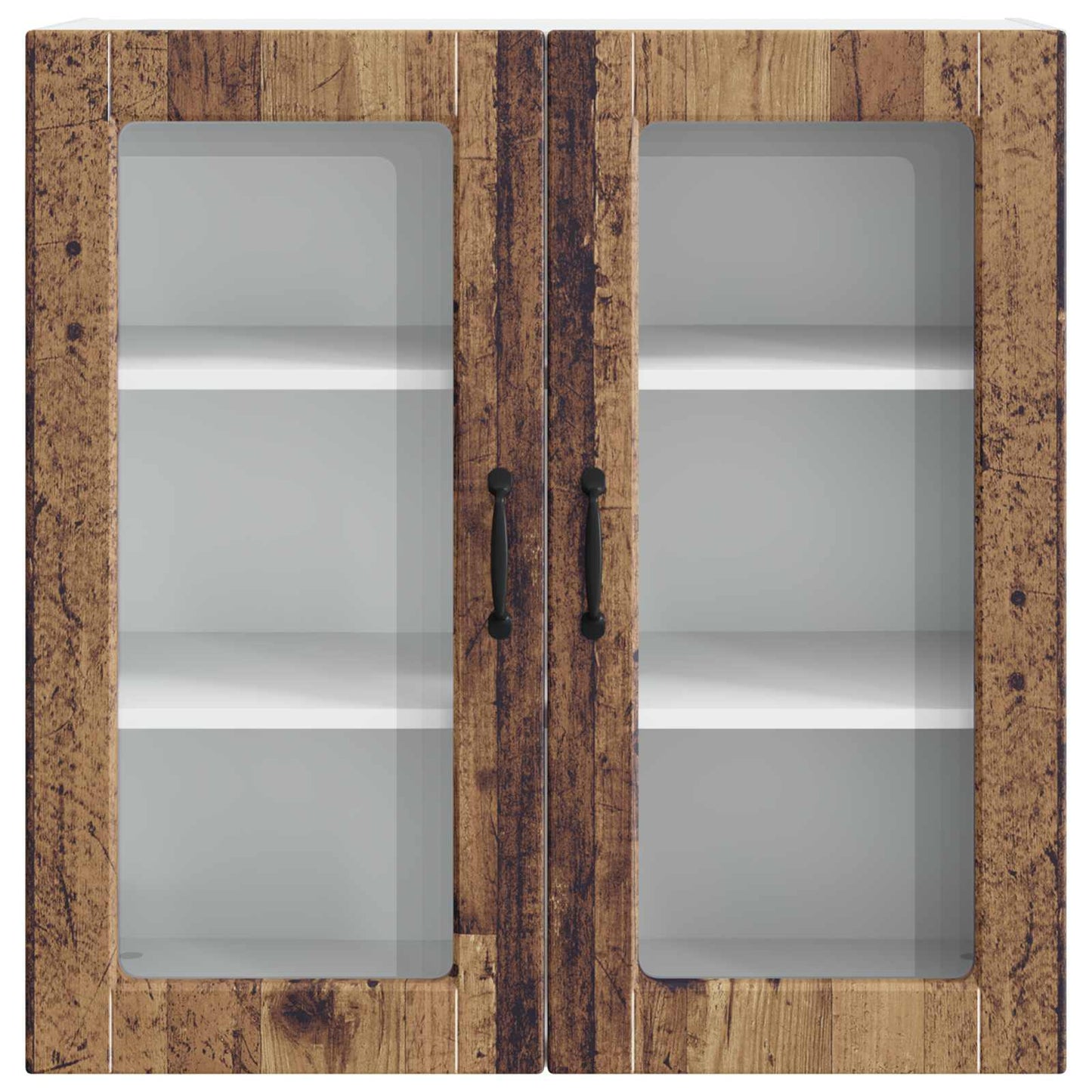vidaXL Wall Glass Cabinet PORTO Old Wood 80 x 31 x 80 cm