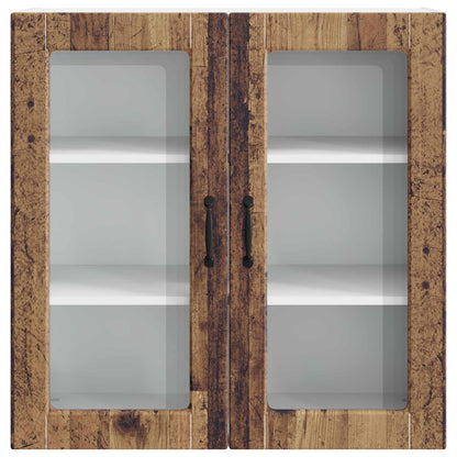 vidaXL Wall Glass Cabinet PORTO Old Wood 80 x 31 x 80 cm