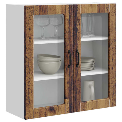 vidaXL Wall Glass Cabinet PORTO Old Wood 80 x 31 x 80 cm