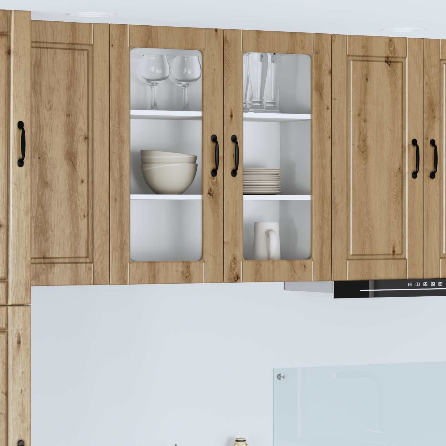 vidaXL Wall Glass Cabinet PORTO Artisan Oak 80 x 31 x 80 cm