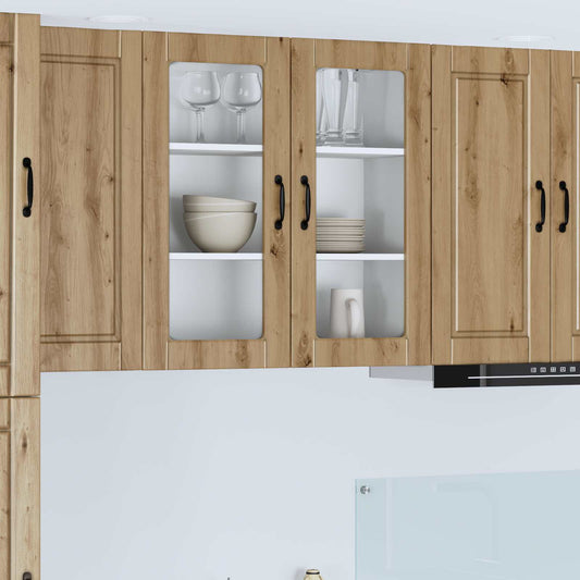 vidaXL Wall Glass Cabinet PORTO Artisan Oak 80 x 31 x 80 cm