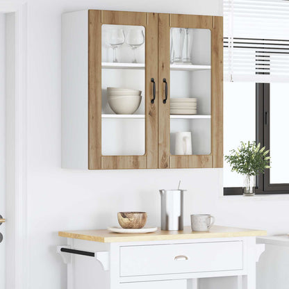 vidaXL Wall Glass Cabinet PORTO Artisan Oak 80 x 31 x 80 cm