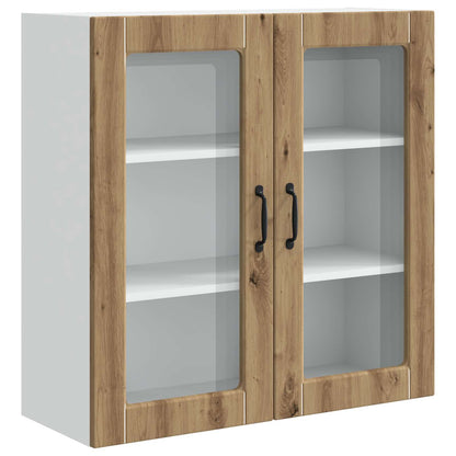 vidaXL Wall Glass Cabinet PORTO Artisan Oak 80 x 31 x 80 cm