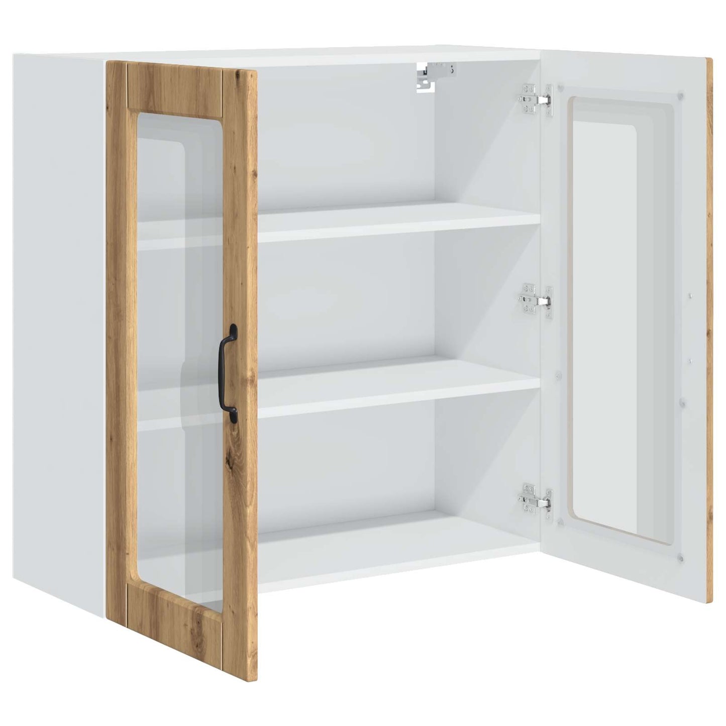 vidaXL Wall Glass Cabinet PORTO Artisan Oak 80 x 31 x 80 cm