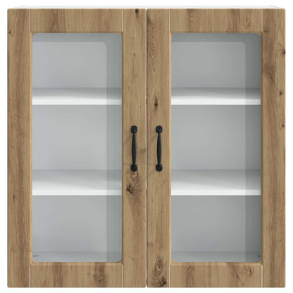 vidaXL Wall Glass Cabinet PORTO Artisan Oak 80 x 31 x 80 cm