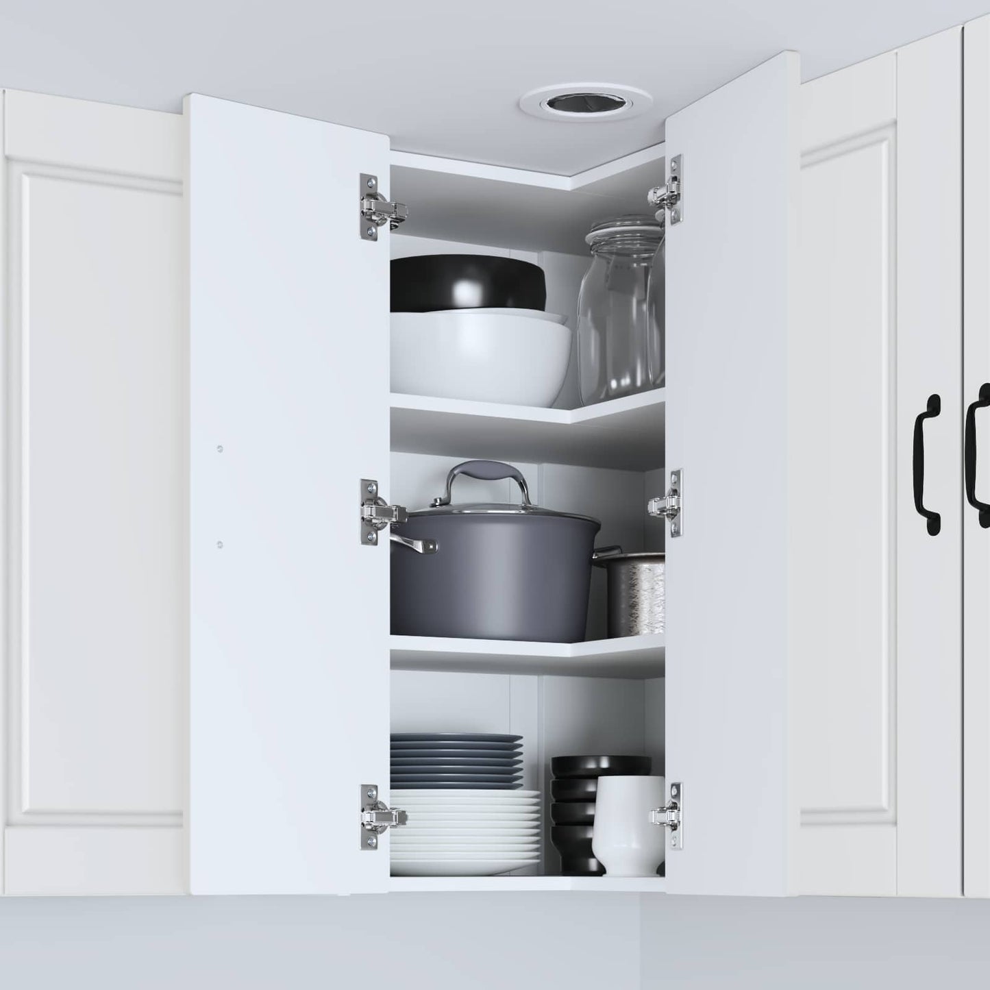 vidaXL Wall Corner Cabinet PORTO White 57 x 57 x 80 cm Engineered Wood