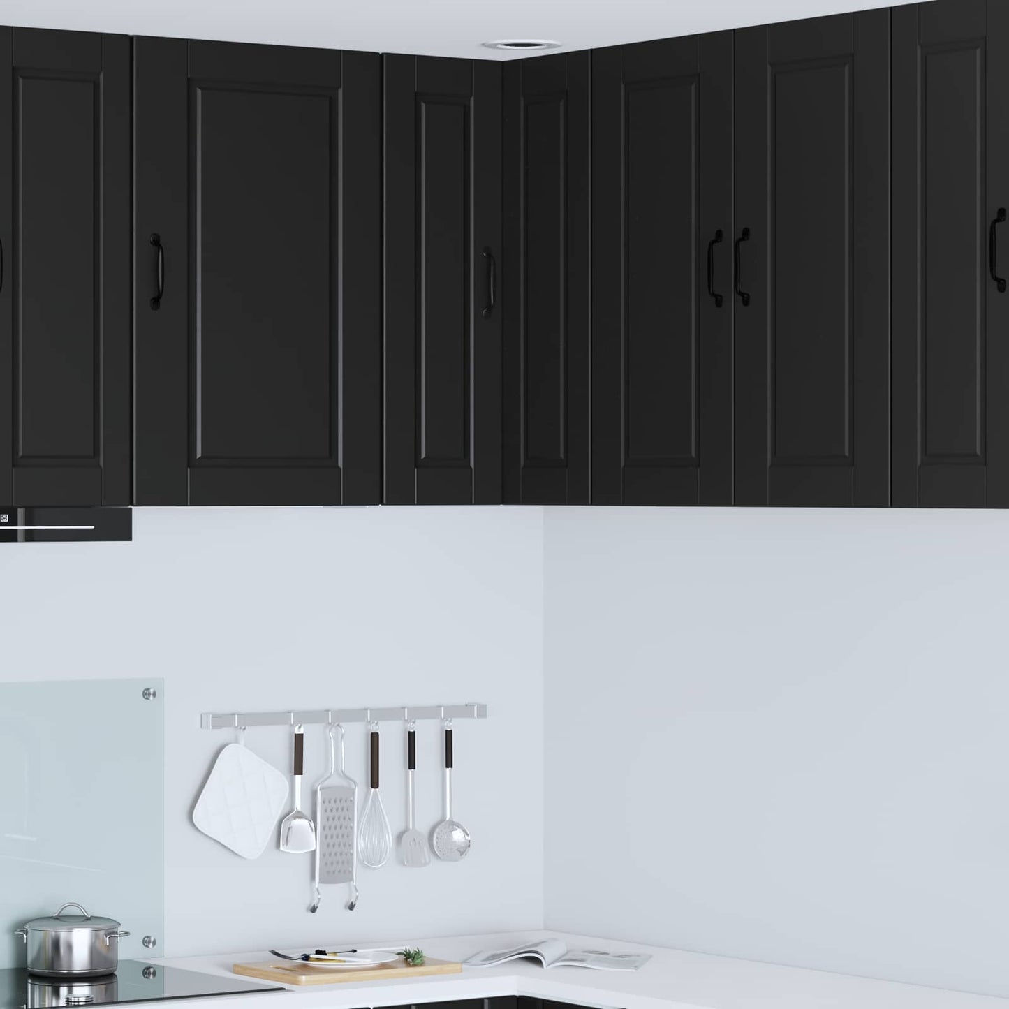 vidaXL Wall Corner Cabinet PORTO Black 57 x 57 x 80 cm Engineered Wood