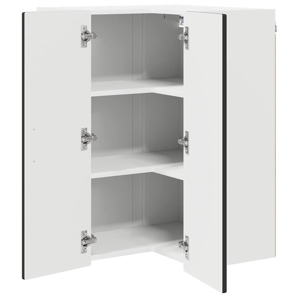 vidaXL Wall Corner Cabinet PORTO Black 57 x 57 x 80 cm Engineered Wood