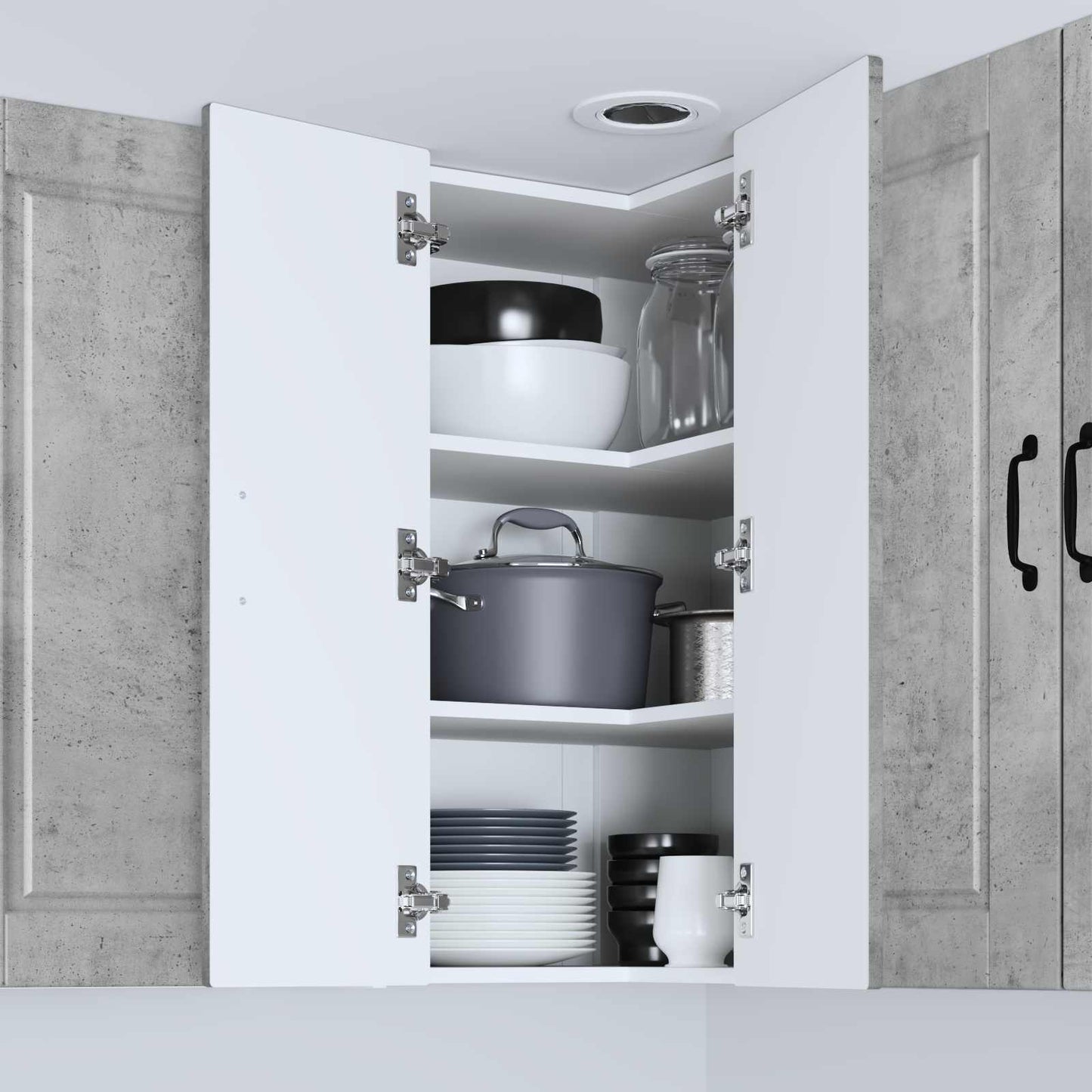 vidaXL Wall Corner Cabinet PORTO Concrete Grey 57 x 57 x 80 cm