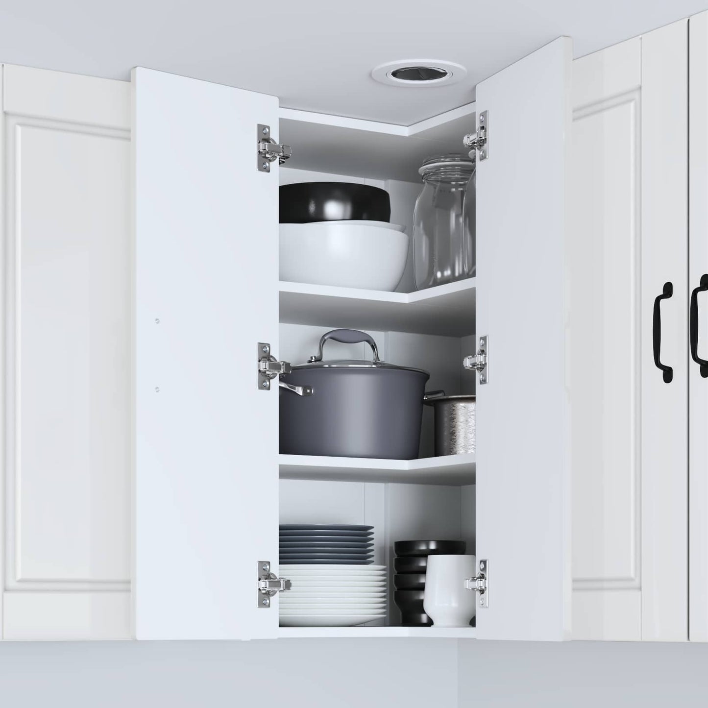 vidaXL Wall Corner Cabinet PORTO High Gloss White 57 x 57 x 80 cm