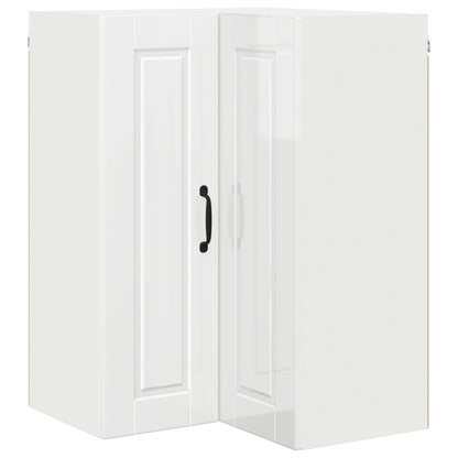vidaXL Wall Corner Cabinet PORTO High Gloss White 57 x 57 x 80 cm